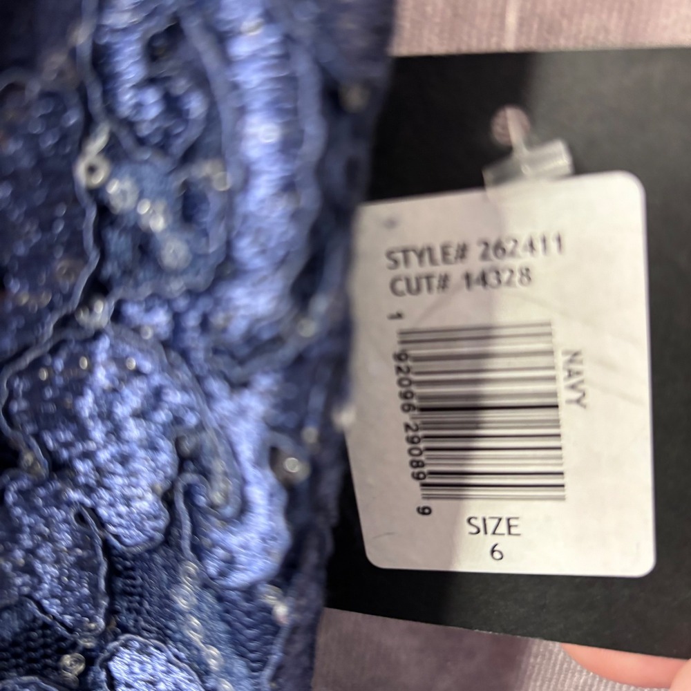 Marina NWT Size‎ 6 Navy Lace Sequins Sleeveless Sheath Cocktail Formal Dress - Picture 6 of 8
